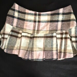Plaid Mini Skort in Pink and Brown